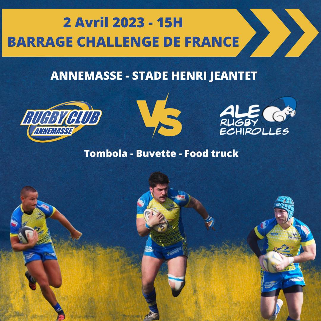 Match de barrage Challenge de France RC Annemasse / ALE Echirolles 2 avril 2023 Stade Henri Jeantet