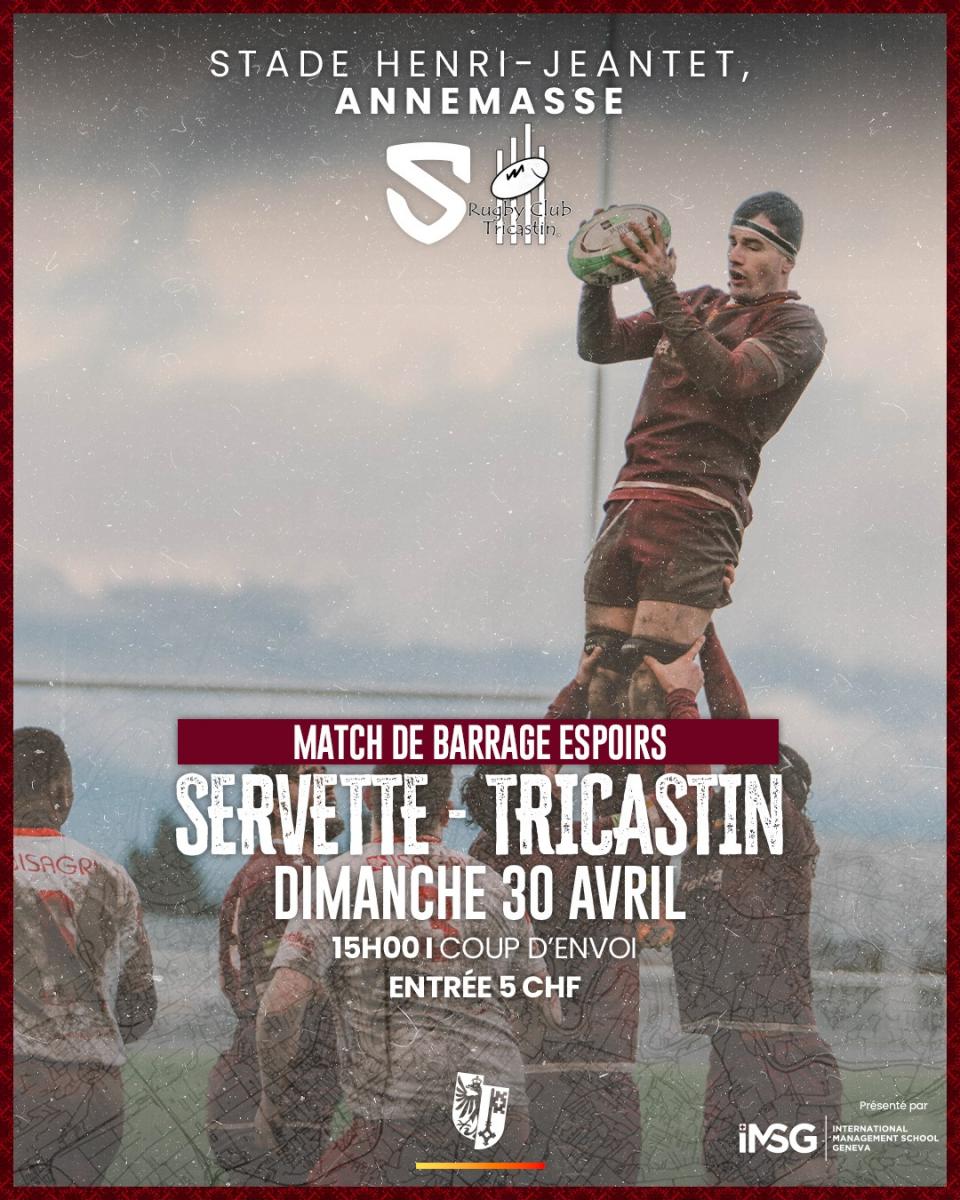 Match Servette/Tricastin Espoirs à Annemasse Stade Henri Jeantet 30/04/2023